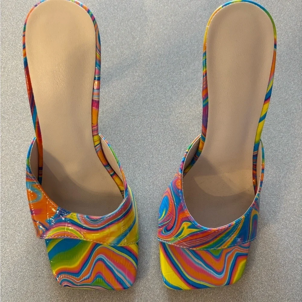 Lot of 3 Retro 70s Neon Funky Heel Shoes